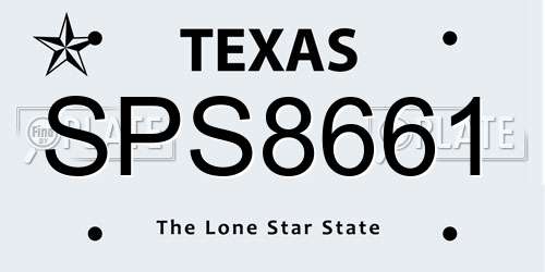 SPS8661 Texas License Plate