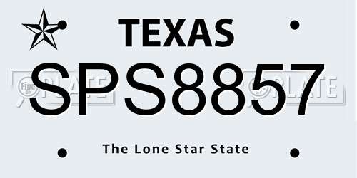 SPS8857 Texas License Plate