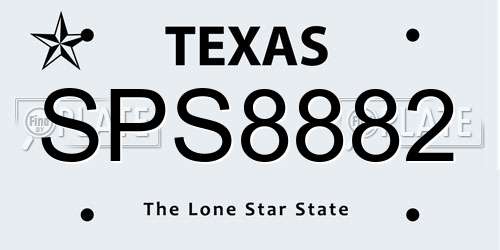 SPS8882 Texas License Plate