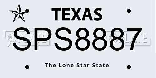 SPS8887 Texas License Plate