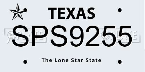SPS9255 Texas License Plate