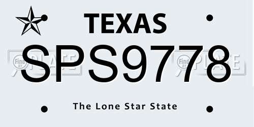 SPS9778 Texas License Plate