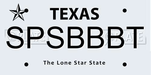 SPSBBBT Texas License Plate
