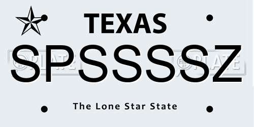 SPSSSSZ Texas License Plate