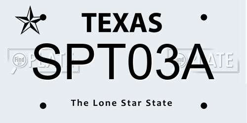 SPT03A Texas License Plate