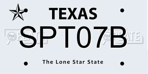 SPT07B Texas License Plate
