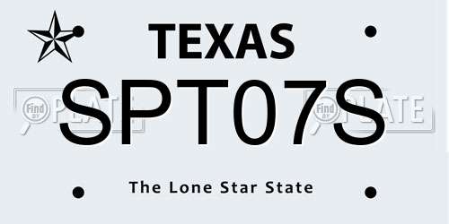 SPT07S Texas License Plate