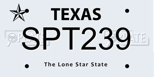 SPT239 Texas License Plate