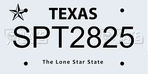 SPT2825 Texas License Plate