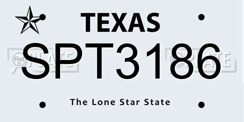 SPT3186 Texas License Plate