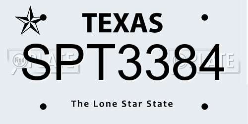 SPT3384 Texas License Plate