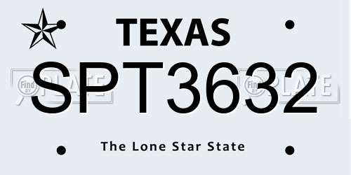SPT3632 Texas License Plate