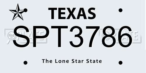 SPT3786 Texas License Plate