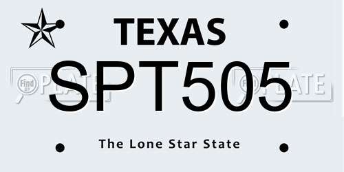 SPT505 Texas License Plate