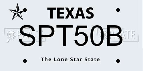SPT50B Texas License Plate