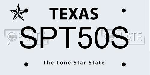 SPT50S Texas License Plate