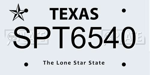 SPT6540 Texas License Plate