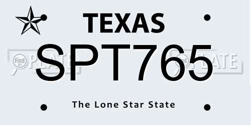 SPT765 Texas License Plate