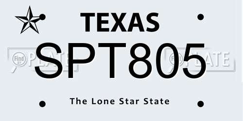 SPT805 Texas License Plate