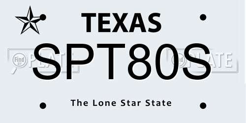 SPT80S Texas License Plate