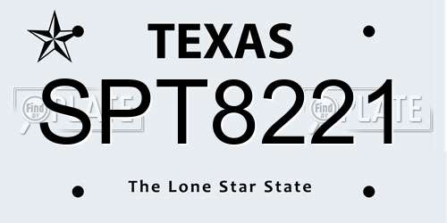 SPT8221 Texas License Plate