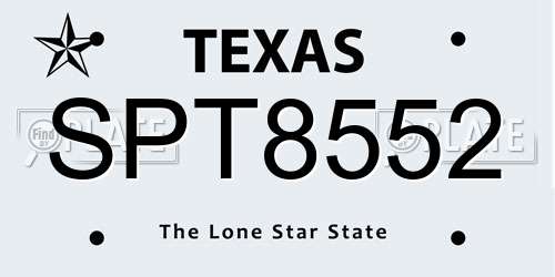 SPT8552 Texas License Plate