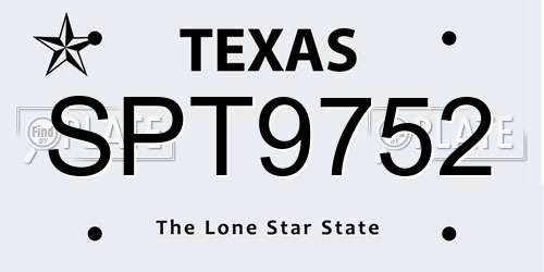 SPT9752 Texas License Plate