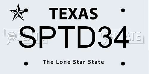 SPTD34 Texas License Plate