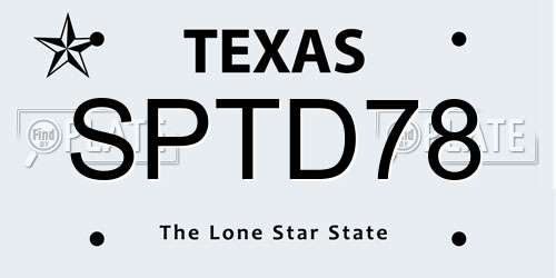 SPTD78 Texas License Plate
