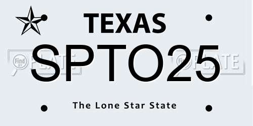 SPTO25 Texas License Plate