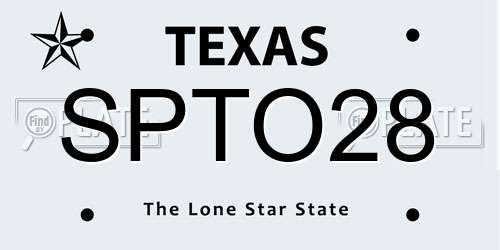 SPTO28 Texas License Plate