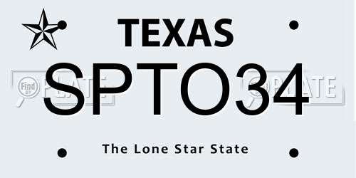SPTO34 Texas License Plate