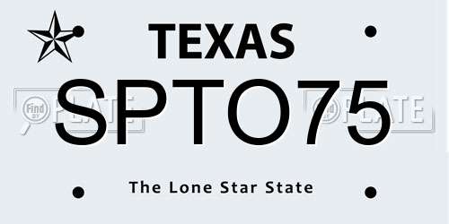 SPTO75 Texas License Plate
