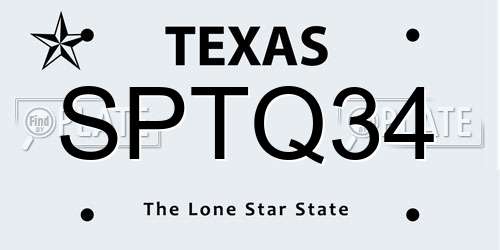 SPTQ34 Texas License Plate