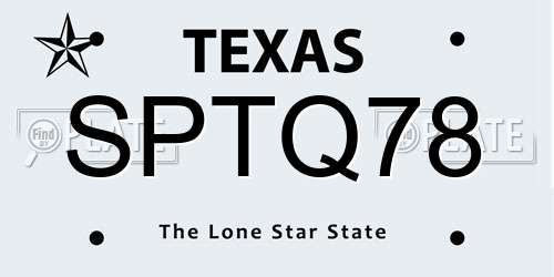 SPTQ78 Texas License Plate
