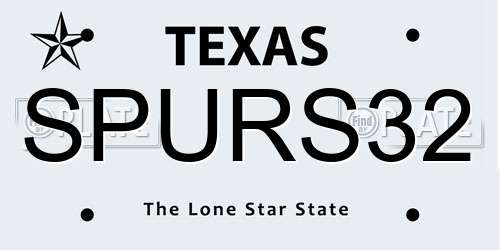 SPURS32 Texas License Plate
