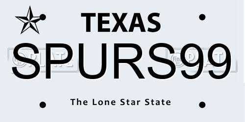 SPURS99 Texas License Plate