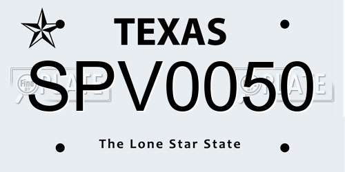 SPV0050 Texas License Plate