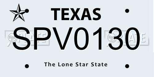 SPV0130 Texas License Plate