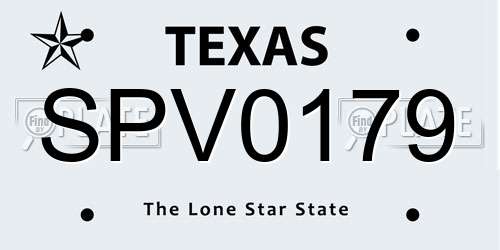 SPV0179 Texas License Plate