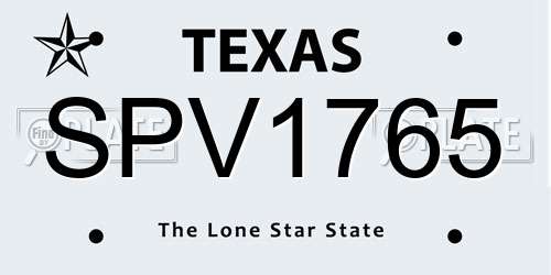 SPV1765 Texas License Plate