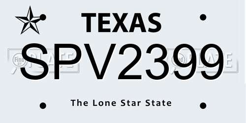SPV2399 Texas License Plate