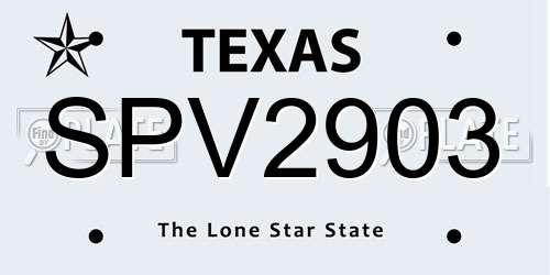 SPV2903 Texas License Plate