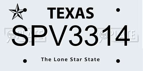 SPV3314 Texas License Plate