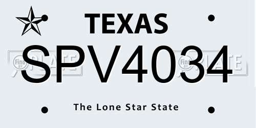 SPV4034 Texas License Plate
