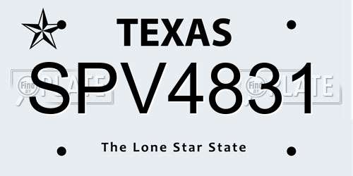 SPV4831 Texas License Plate