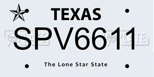 SPV6611 Texas License Plate
