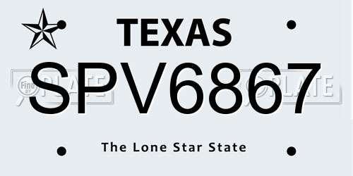 SPV6867 Texas License Plate