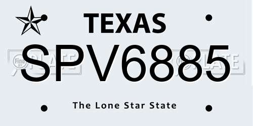 SPV6885 Texas License Plate