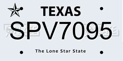 SPV7095 Texas License Plate